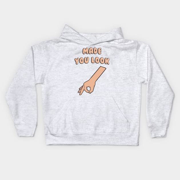 Made You Look Circle Game Kids Hoodie by Barnyardy